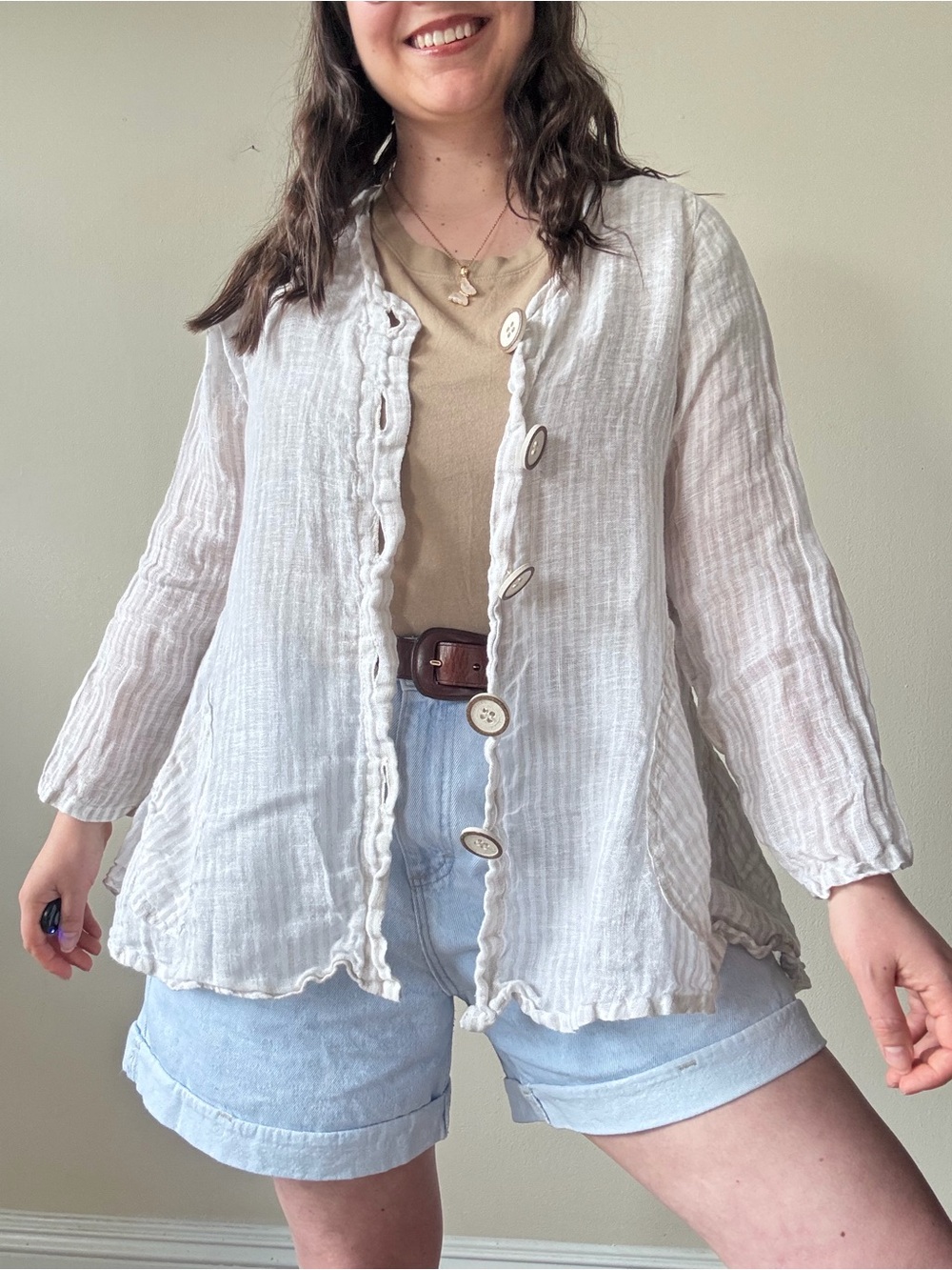 Vintage Button-Front Lightweight Textured buttondown shirt